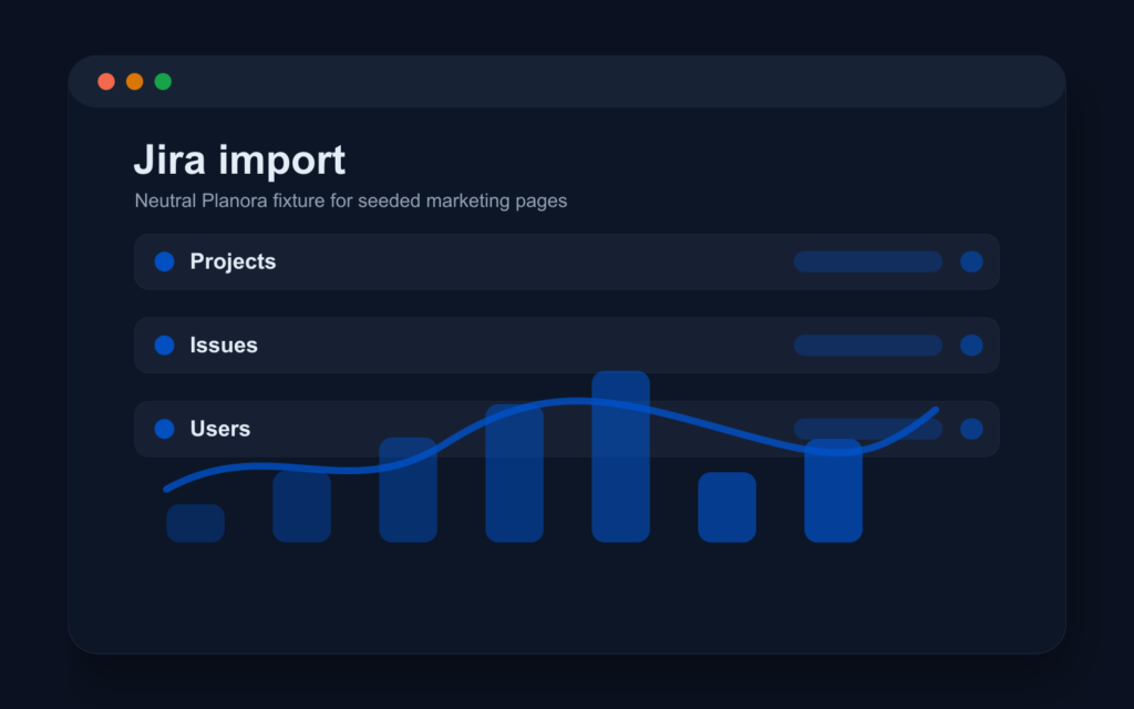 Neutral Jira import preview listing projects, issues and users