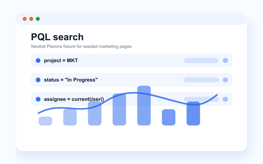 Neutral PQL search preview with a Planora query typed in
