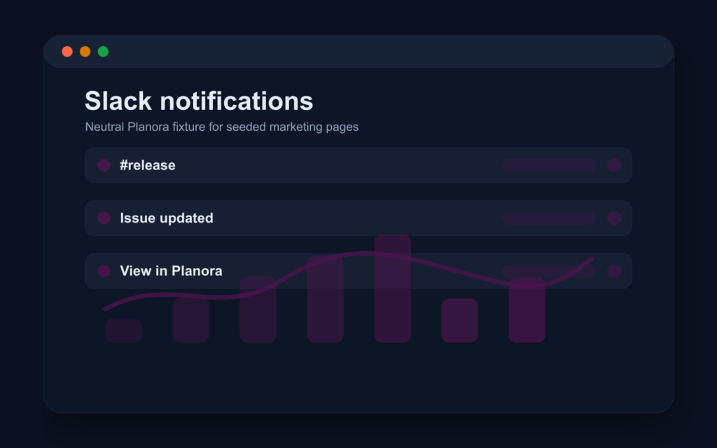 Neutral Slack notification preview for a Planora issue update