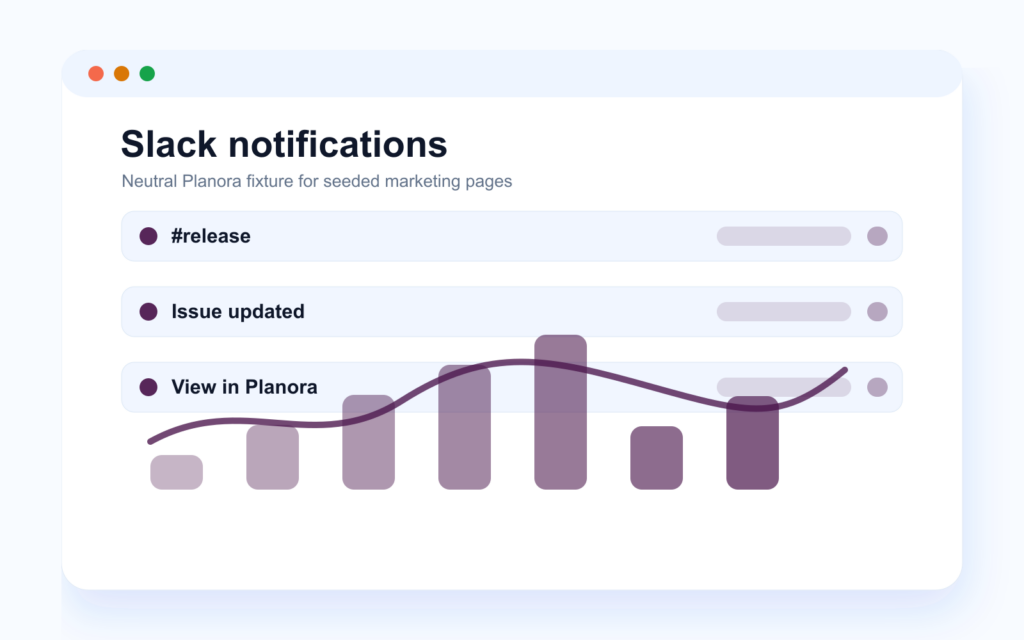 Neutral Slack notification preview for a Planora issue update