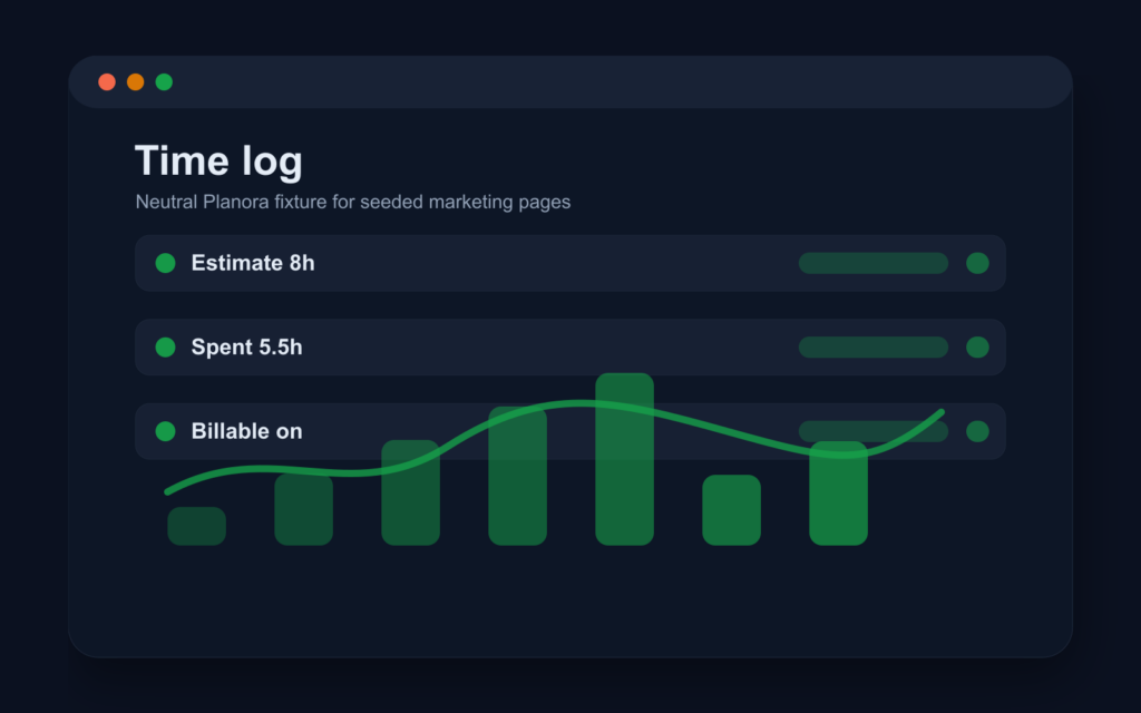 Neutral issue time-log panel with estimate, spent time and billable flag