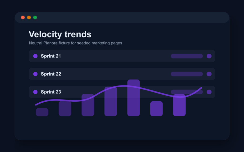 Neutral velocity trend report with chart bars and trend line