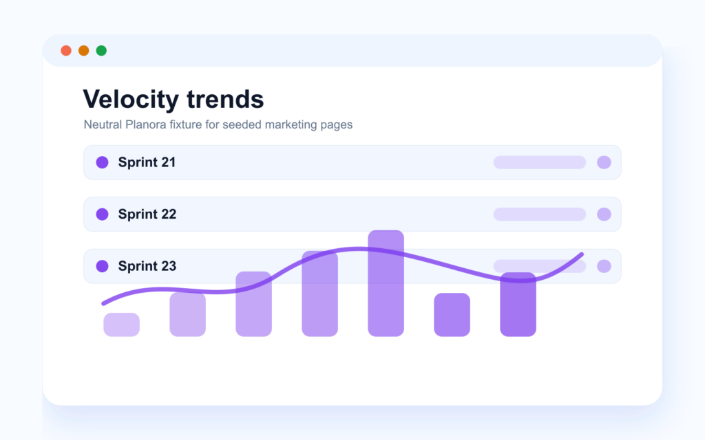 Neutral velocity trend report with chart bars and trend line